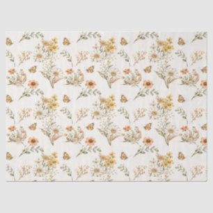Papel De Seda Patrón continuo de flores silvestres y mariposas v