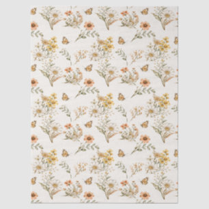 Papel De Seda Patrón continuo de flores silvestres y mariposas v