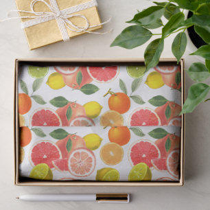 Papel De Seda Patrón continuo de frutas cítricas en acuarela