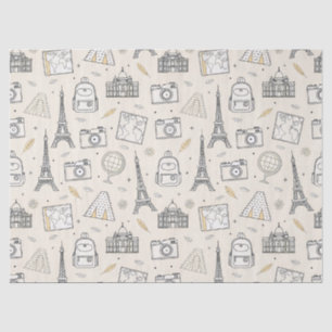 Papel De Seda Patrón continuo de garabatos de viaje