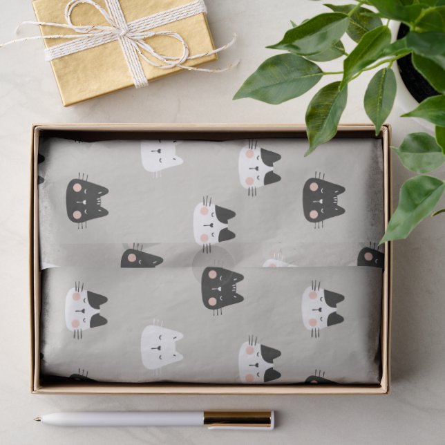 Papel De Seda Patrón continuo de gatos dormidos lindos (Regalo )