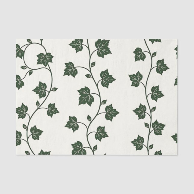 Papel De Seda Patrón continuo de hiedra verde clásico (Anverso)