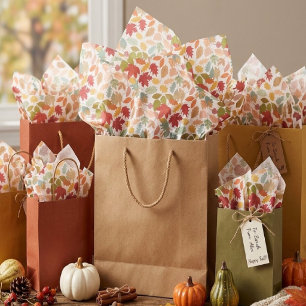Papel De Seda Patrón continuo de hojas de otoño coloridas rústic