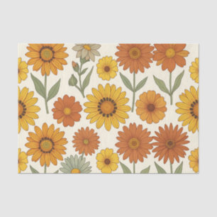 Papel De Seda Patrón continuo de margarita amarilla naranja bril