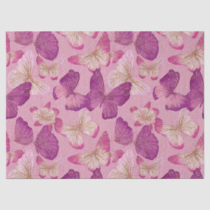 Papel De Seda Patrón continuo de mariposa brillo rosa