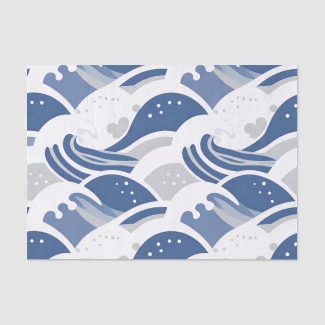 Papel De Seda Patrón continuo de olas del océano (Anverso)