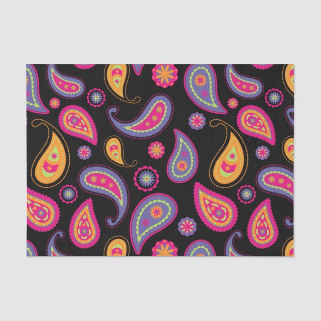 Papel De Seda Patrón continuo de Paisley colorido (Anverso)
