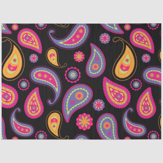 Papel De Seda Patrón continuo de Paisley colorido (Anverso)