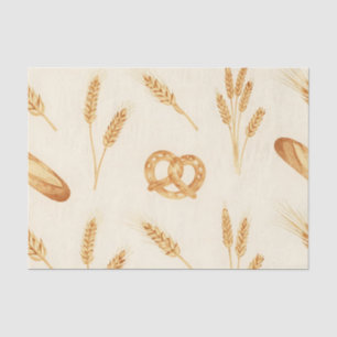 Papel De Seda Patrón continuo de pan rústico y trigo