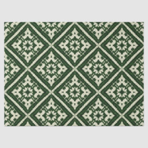 Papel De Seda Patrón continuo de punto nórdico Diamante Verde
