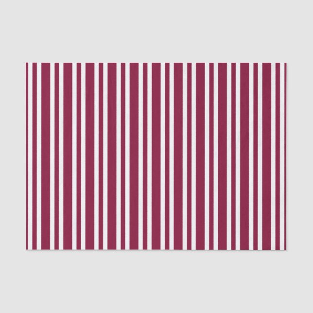 Papel De Seda Patrón continuo de rayas blancas y burdeos (Anverso)