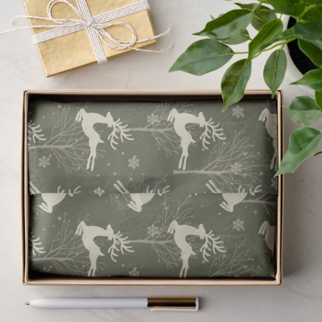 Papel De Seda Patrón continuo de renos de Navidad (Regalo )