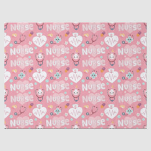 Papel De Seda Patrón continuo de vida de enfermera rosa (4)
