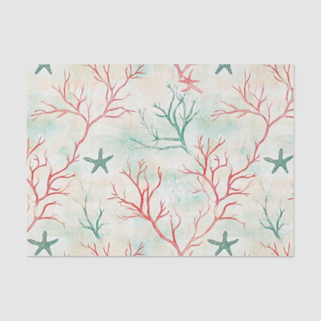 Papel De Seda Patrón Costero de Estrella de Mar Concha (Anverso)