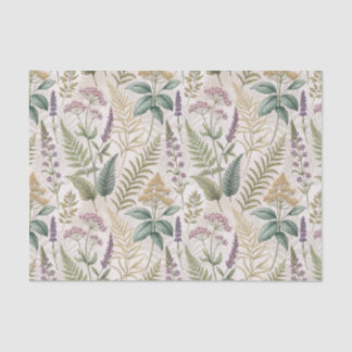 Papel De Seda Patrón Cottagecore de Lavanda Inglesa y Flores Sil