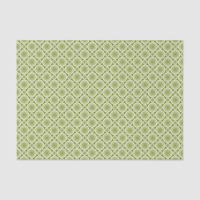 Papel De Seda Patrón curado de diseño geométrico verde oliva (Anverso)