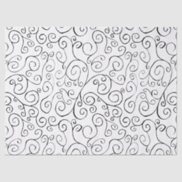 Papel De Seda Patrón curvado de color negro sobre blanco