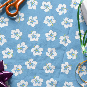 Papel De Seda Patrón Cuto Flor de Moda azul simple