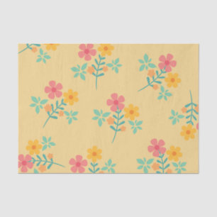 Papel De Seda Patrón Daisy Retro Bouquet en amarillo