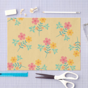 Papel De Seda Patrón Daisy Retro Bouquet en amarillo