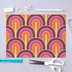 Papel De Seda Patrón de abanico geométrico gradado retro