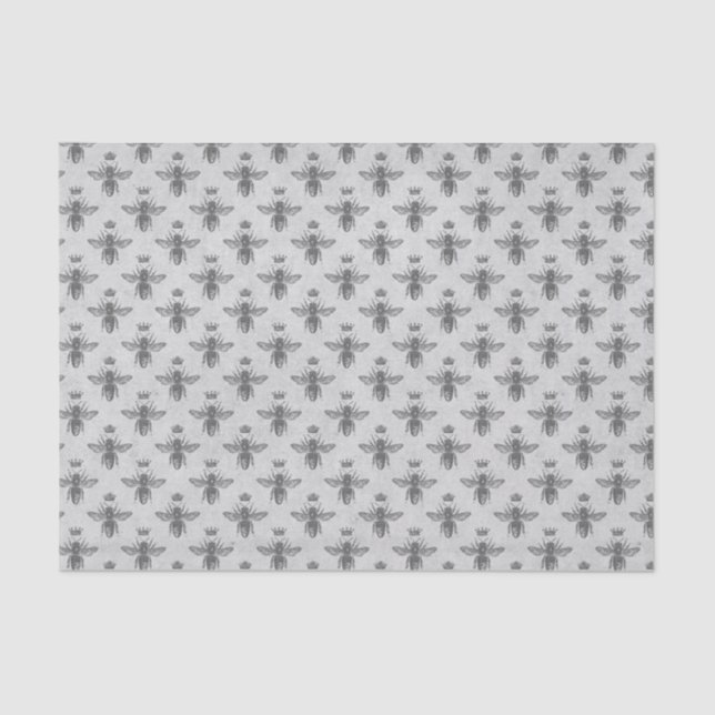 Papel De Seda Patrón de abeja reina vintage (Anverso)