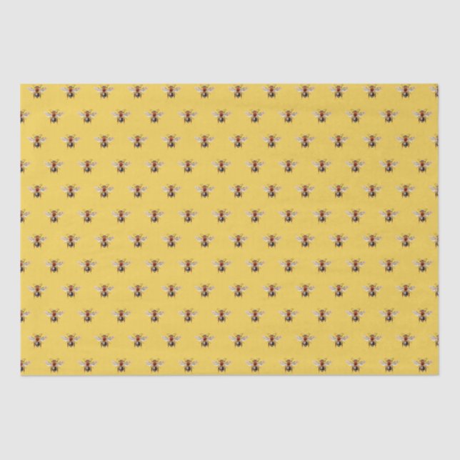 Papel De Seda Patrón de abejas moderno lindo Amarillo (Anverso)