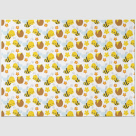 Papel De Seda Patrón de abejas y flores de burbujas