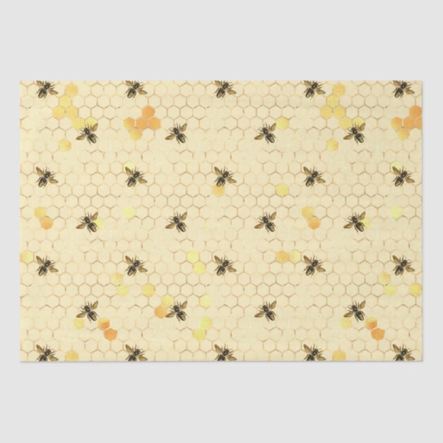 Papel De Seda Patrón de abejas y honeycomb (Anverso)