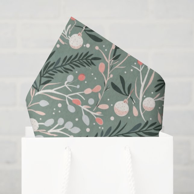 Papel De Seda Patrón de Acebo de Navidad (Bolsa de regalo)