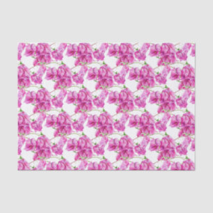 Papel De Seda Patrón de acuarela botánica de buganvillas rosadas