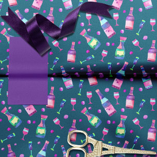 Papel De Seda Patrón de acuarela de alcohol   Verde azulado oscu