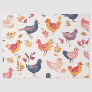 Papel De Seda Patrón de acuarela de arte popular turco boho
