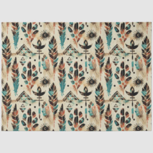 Papel De Seda Patrón de acuarela de arte tribal étnico estadouni