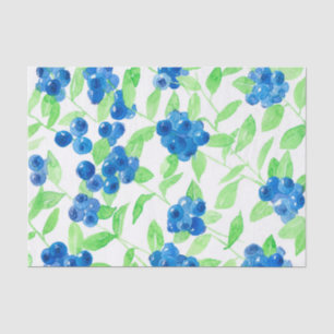 Papel De Seda Patrón de acuarela de Bluberries
