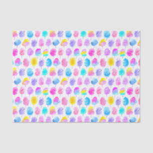 Papel De Seda Patrón de acuarela de caramelo de algodón colorido