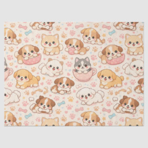 Papel De Seda Patrón de acuarela de corazones de cachorros lindo