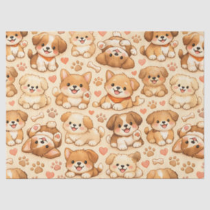 Papel De Seda Patrón de acuarela de corazones de cachorros lindo