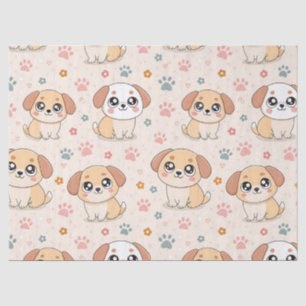 Papel De Seda Patrón de acuarela de corazones de cachorros lindo