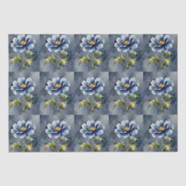 Papel De Seda Patrón de acuarela de flores azules