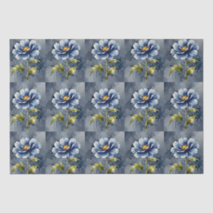 Papel De Seda Patrón de acuarela de flores azules