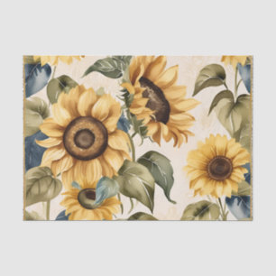 Papel De Seda Patrón de acuarela de girasol amarillo