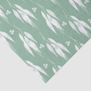 Papel De Seda Patrón de acuarela de hojas y ramas de eucalipto