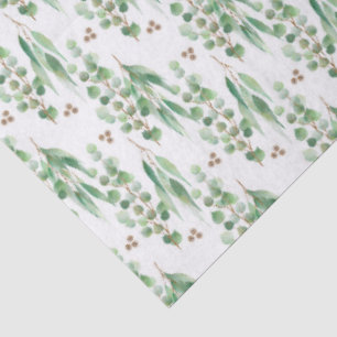 Papel De Seda Patrón de acuarela de hojas y ramas de eucalipto