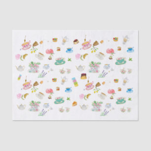 Papel De Seda Patrón de acuarela de hora del té