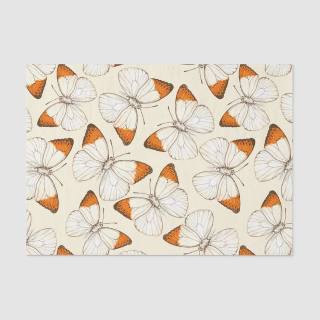 Papel De Seda Patrón de acuarela de mariposas (Anverso)