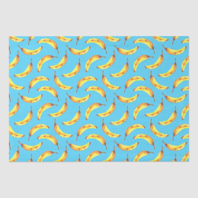 Papel De Seda Patrón de acuarela de plátanos (Anverso)