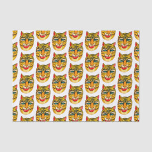 Papel De Seda Patrón de acuarela del tigre riéndose