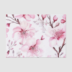 Papel De Seda Patrón de acuarela elegante con flores de cerezo