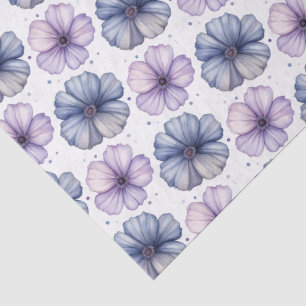 Papel De Seda Patrón de acuarela floral lavanda y azul